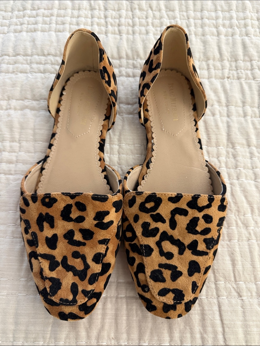 Isaac Mizrahi Leopard Print D'Orsay Flats - Tan and Black